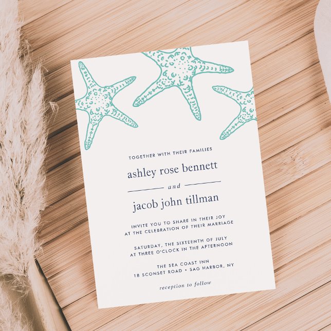 Invitación a la boda de Starfish Turquesa y Marina (Subido por el creador)