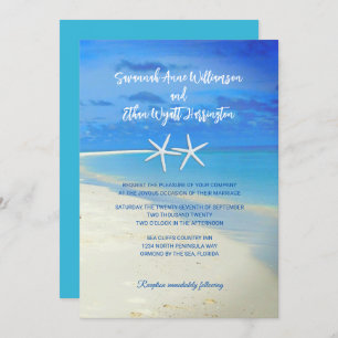 Invitación a la boda de Starfish White Scene