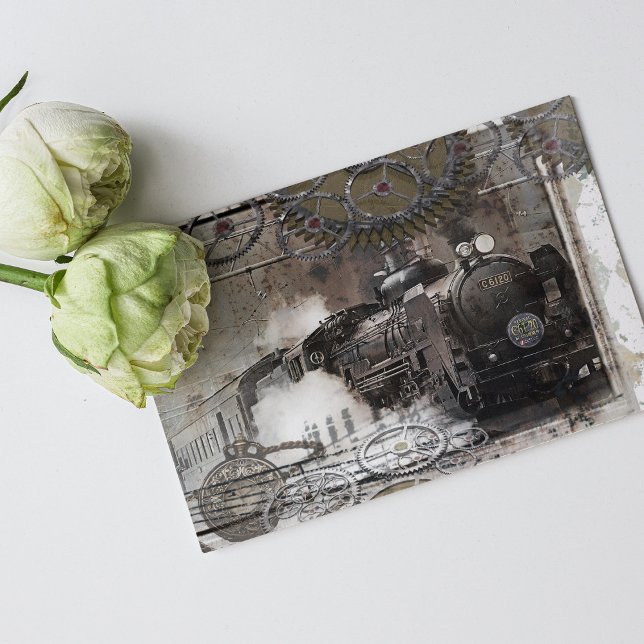 Invitación a la boda de Steam Engine Steampunk Wed (Subido por el creador)