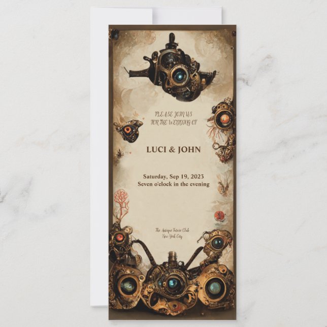 Invitación a la boda de Steampunk (Anverso)