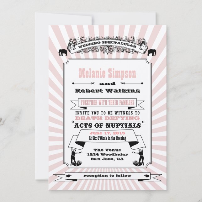Invitación a la boda de Steampunk Circus en Rubor (Anverso)