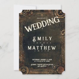 Invitación a la boda de Steampunk Noir Affair