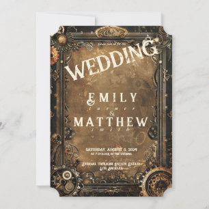 Invitación a la boda de Steampunk Noir Affair