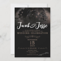 Invitación a la boda de Steampunk - Tarjeta plana
