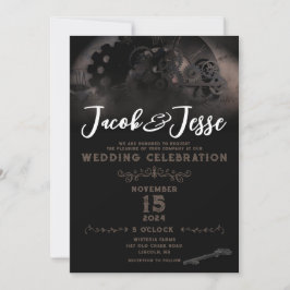 Invitación a la boda de Steampunk - Tarjeta plana