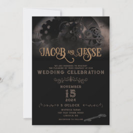 Invitación a la boda de Steampunk - Tarjeta plana