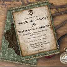 Invitación a la boda de Steampunk Verde en Victori