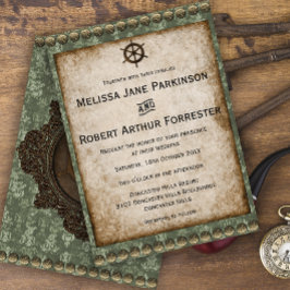 Invitación a la boda de Steampunk Verde en Victori