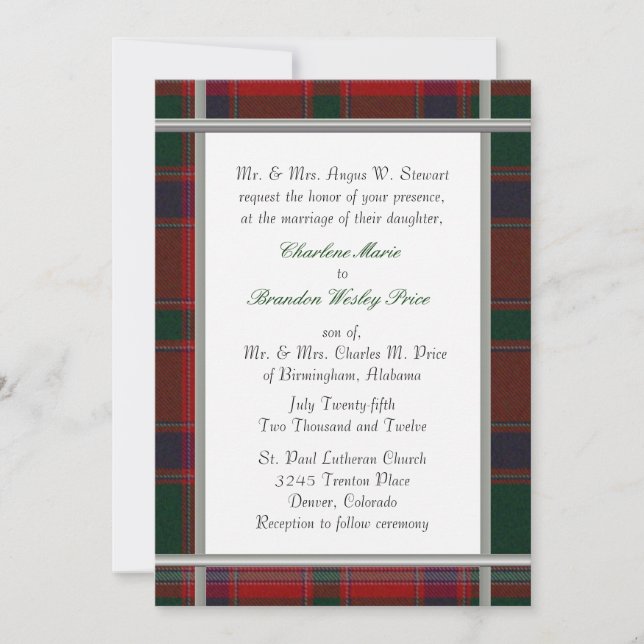 Invitación a la boda de Stewart Tartán (Anverso)