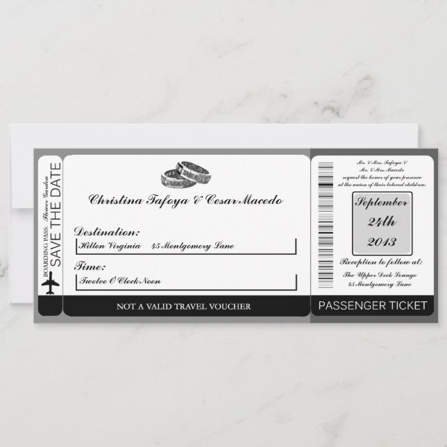 Invitación a la boda de su viaje con tarjeta de em (Anverso)