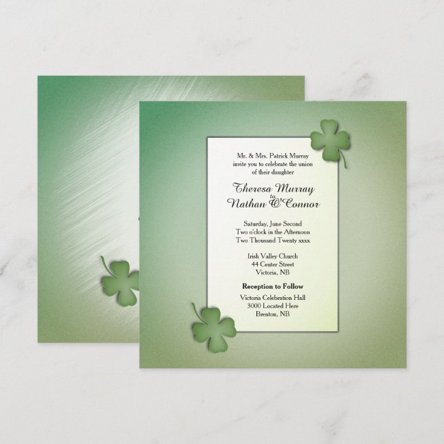 Invitación a la boda de sueño irlandés (Anverso / Reverso)