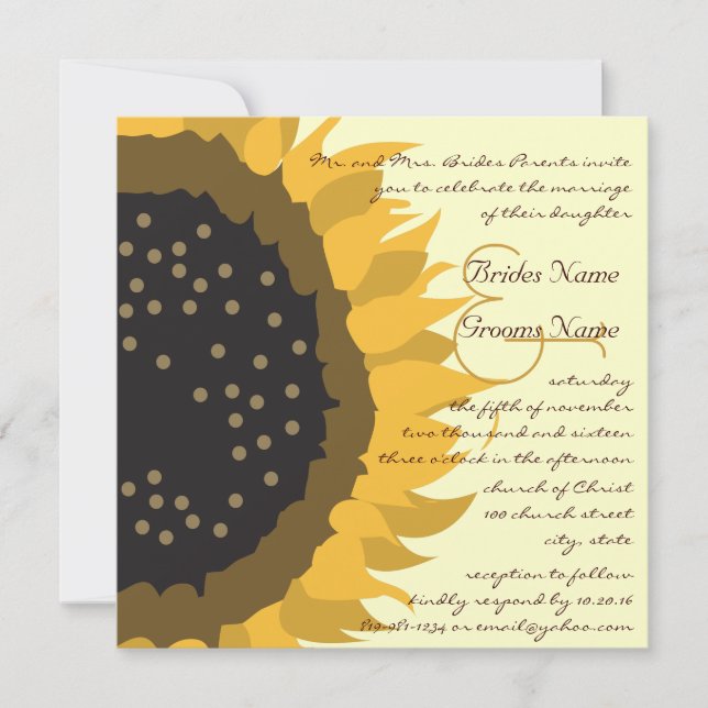 Invitación a la boda de Sunflower (Anverso)