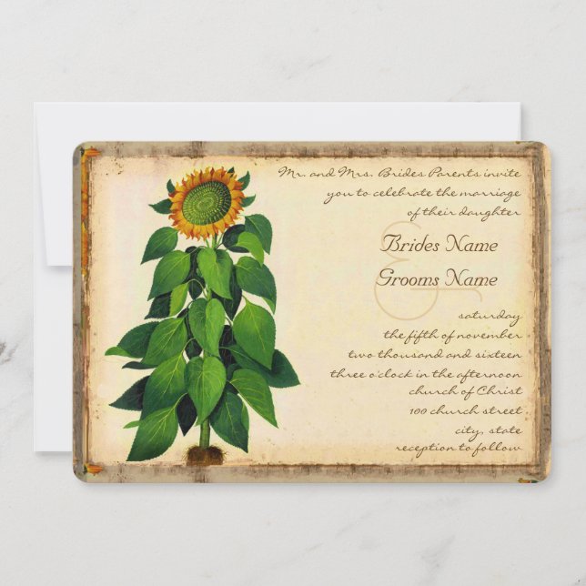 Invitación a la boda de Sunflower (Anverso)