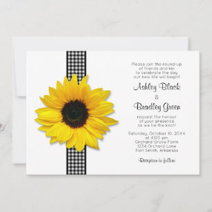 Invitación a la boda de Sunflower Gingham Check