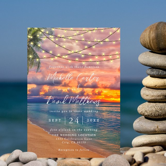 Invitación a la boda de Sunset Beach String (Subido por el creador)
