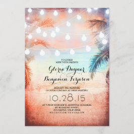 Invitación a la boda de Sunset Beach & String Ligh