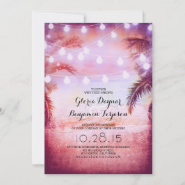 Invitación a la boda de Sunset Beach & String Ligh
