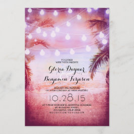 Invitación a la boda de Sunset Beach & String Ligh