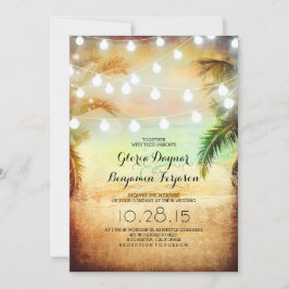 Invitación a la boda de Sunset Beach & String Ligh