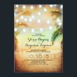 Invitación a la boda de Sunset Beach & String Ligh<br><div class="desc">Romántico,  elegante y único,  invitación a la boda en la playa con un hilo colgante de luces en las palmeras. Bodas de playa tropical y moderna invitan con coloridas puestas de sol.</div>
