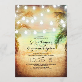 Invitación a la boda de Sunset Beach & String Ligh