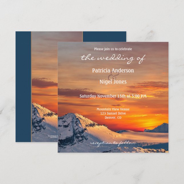 Invitación a la boda de Sunset Mountain View (Anverso / Reverso)