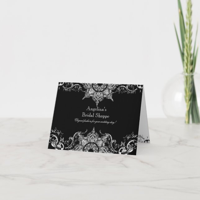 Invitación a la boda de Swift Black n White Damask (Anverso)