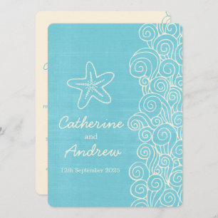 Invitación a la boda de swift blue crema beach con