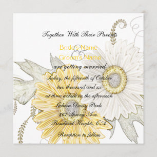 Invitación a la boda de Swirl Daisy de color amari