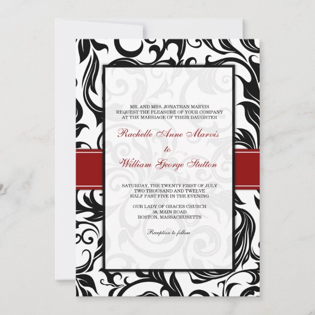 Invitación a la boda de Swirl en Borgoña (Anverso)