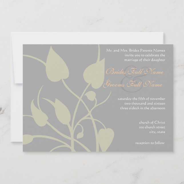 Invitación a la boda de Swirl Leaves (Reverso)