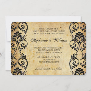 Invitación a la boda de Swirl sobre fondo vintage
