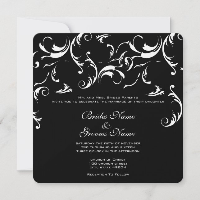 Invitación a la boda de Swirls (Anverso)
