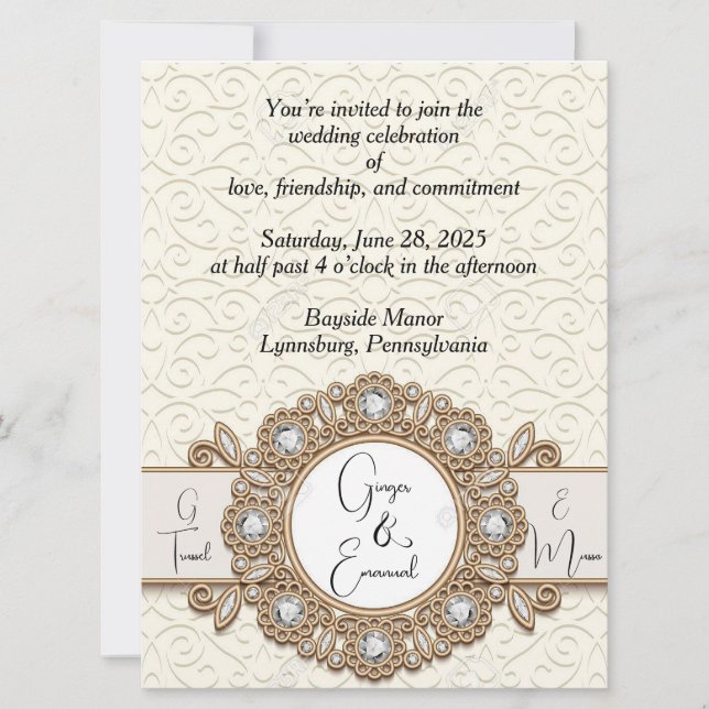 Invitación a la boda de Swirls con crema suave (Anverso)
