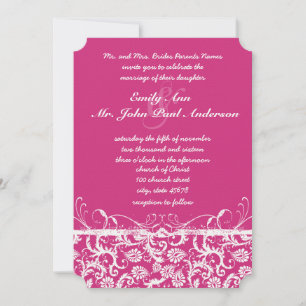 Invitación a la boda de Swirls Damask Pink