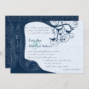 Invitación a la boda de Swirls Tree Navy