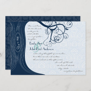 Invitación a la boda de Swirls Tree Navy