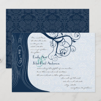 Invitación a la boda de Swirls Tree Navy