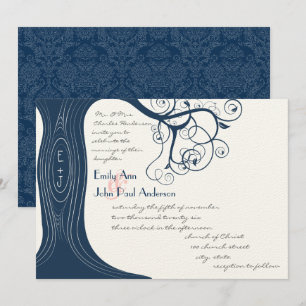 Invitación a la boda de Swirls Tree Navy