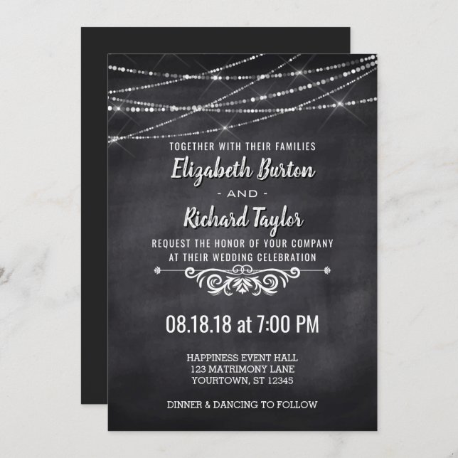 Invitación a la boda de tablero de anuncios con lu (Anverso / Reverso)