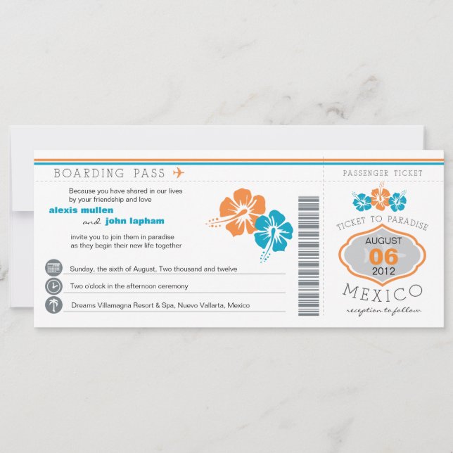 Invitación a la boda de tarjeta de embarque (Anverso)
