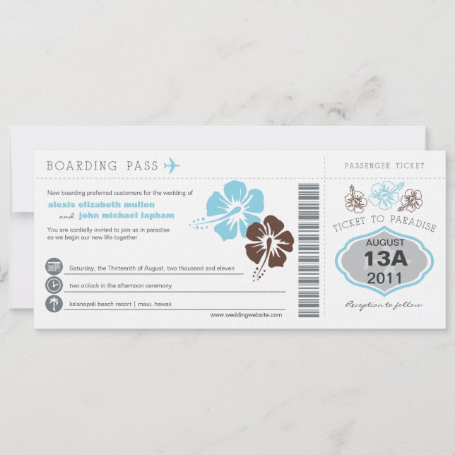 Invitación a la boda de tarjeta de embarque (Anverso)