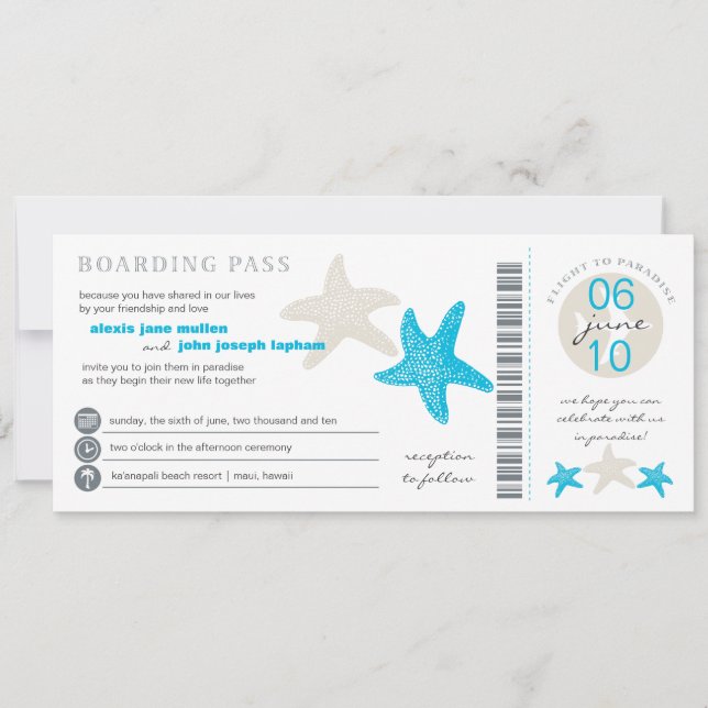 Invitación a la boda de tarjeta de embarque (Anverso)