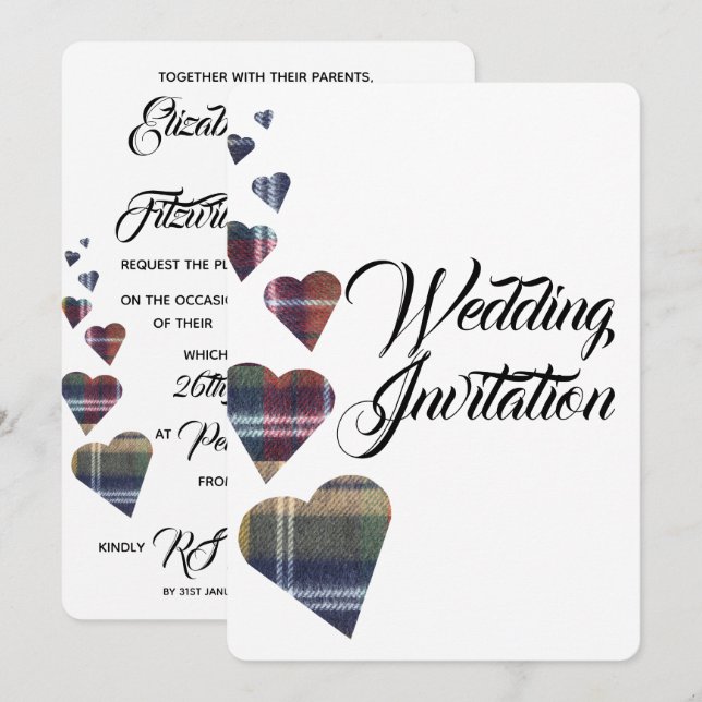 Invitación a la boda de Tartán (Anverso / Reverso)
