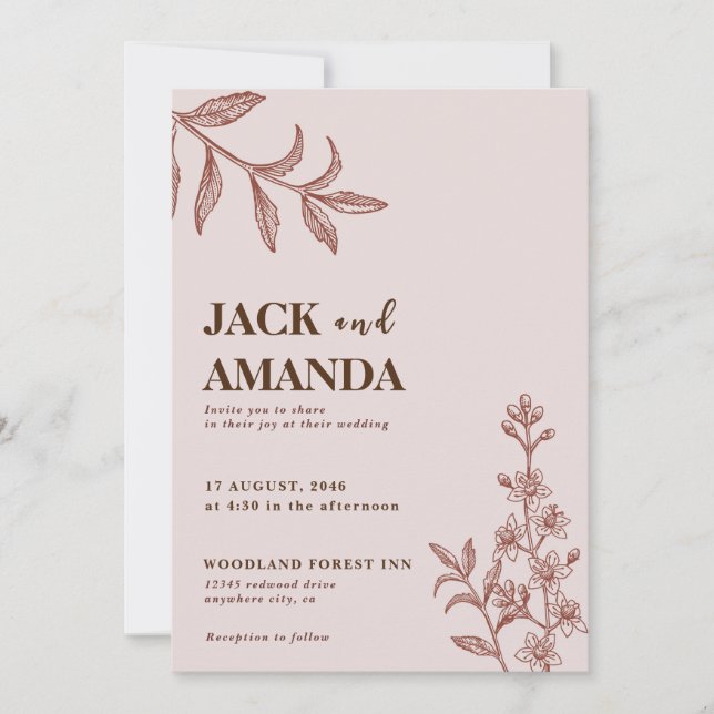 Invitación a la boda de tema bohemia de la Moda de (Anverso)