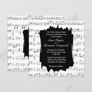 Invitación a la boda de tema musical de música mod