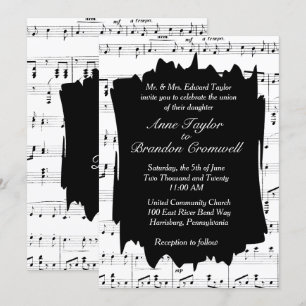 Invitación a la boda de tema musical de música mod