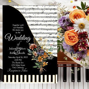 Invitación a la boda de tema musical de Piano