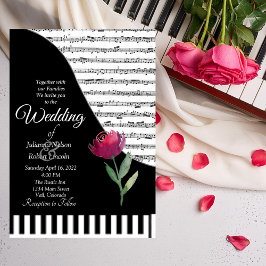Invitación a la boda de tema musical de Piano