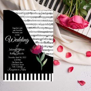Invitación a la boda de tema musical de Piano